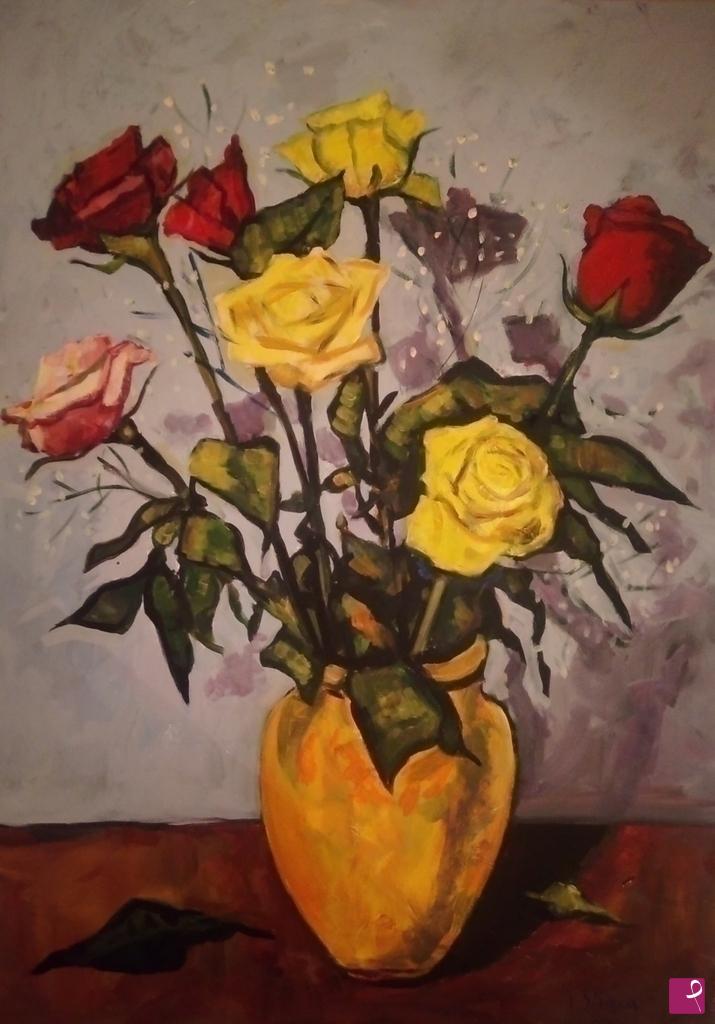 quadri in vendita online - rose in vaso