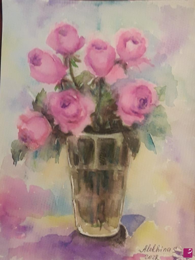 quadri in vendita online - Rose in vaso