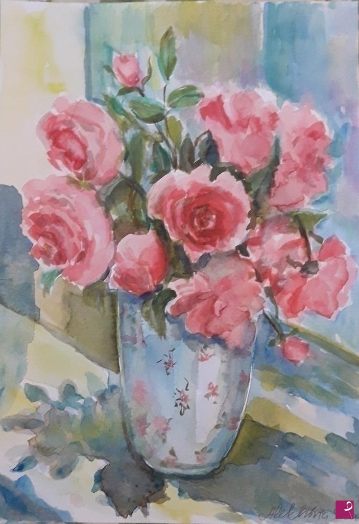 quadri in vendita online - Rose in vaso
