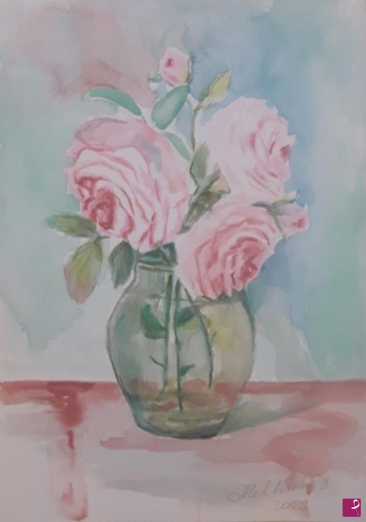 quadri in vendita online - Rose in vaso