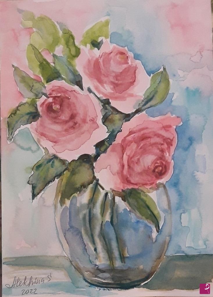 quadri in vendita online - Rose in vaso 
