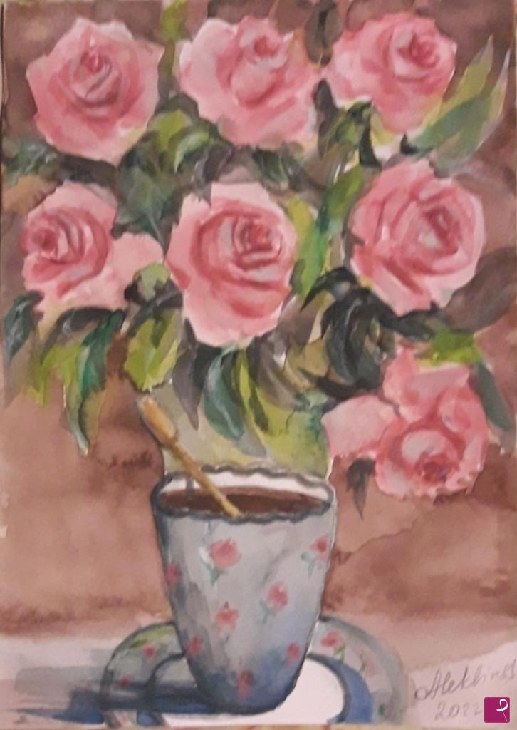 quadri in vendita online - Rose in vaso 