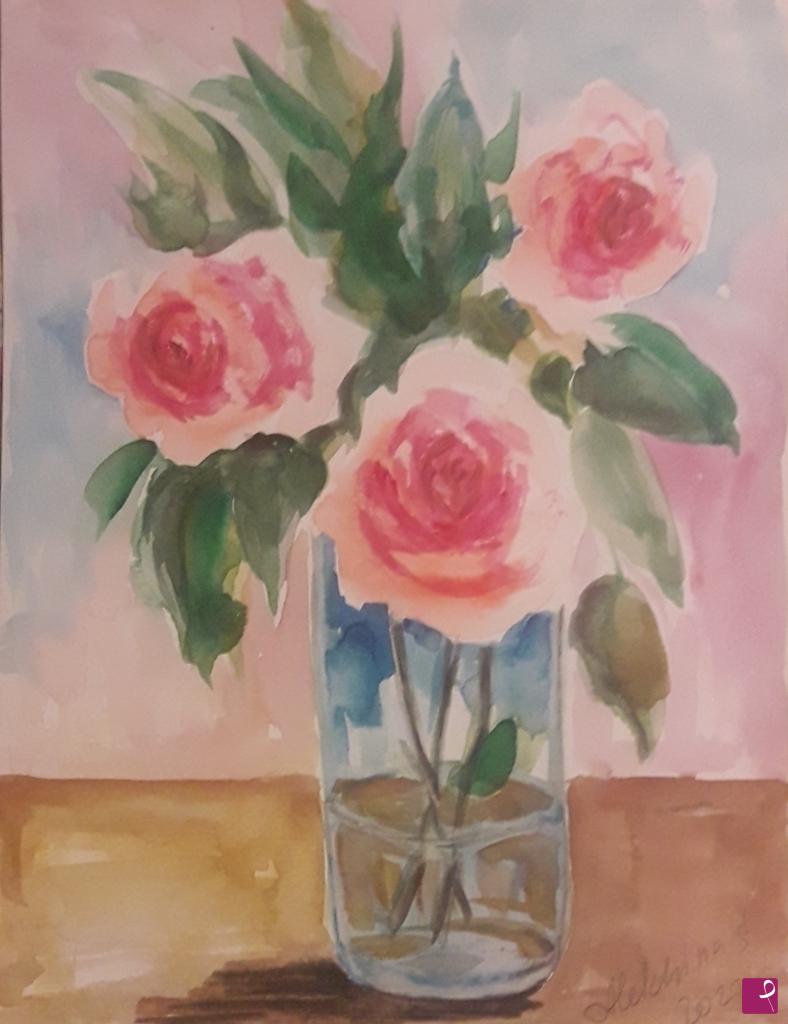 quadri in vendita online - Rose in vaso