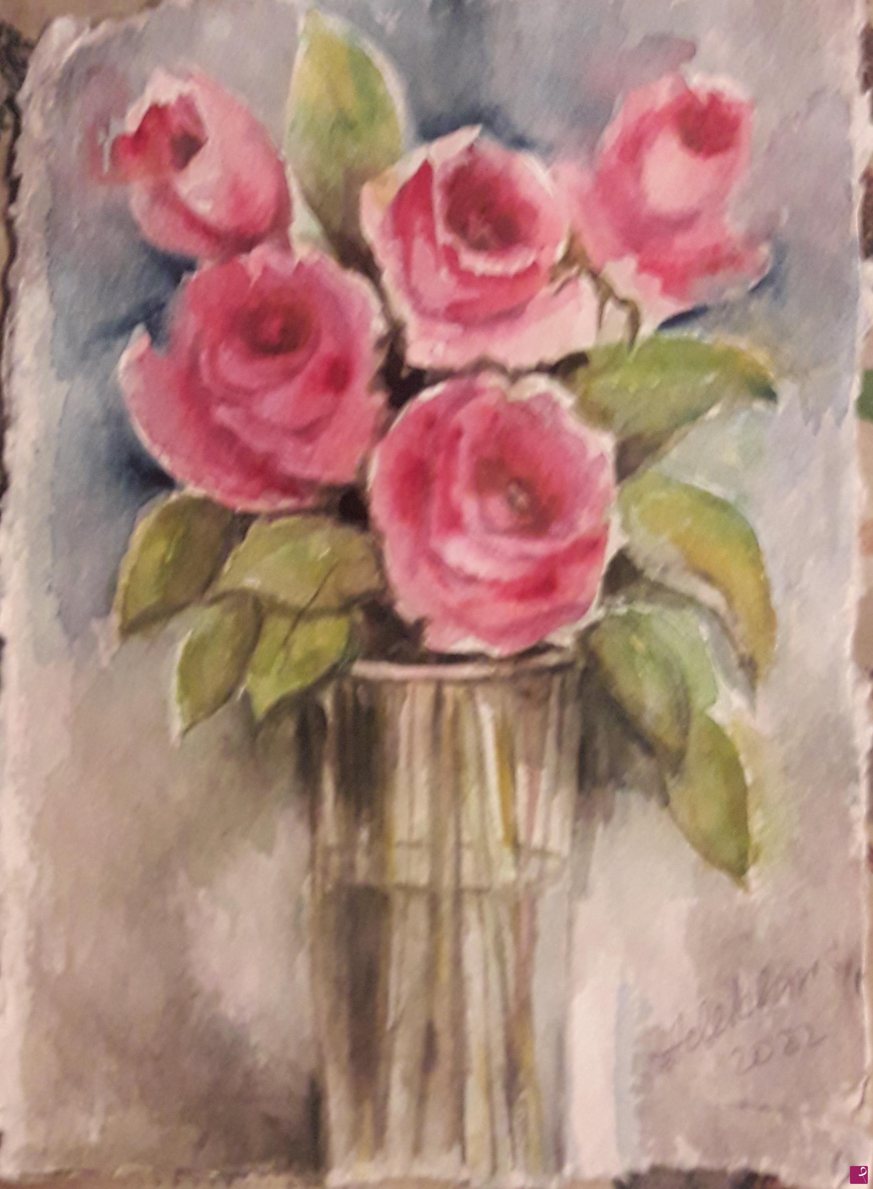 quadri in vendita online - Rose in vaso