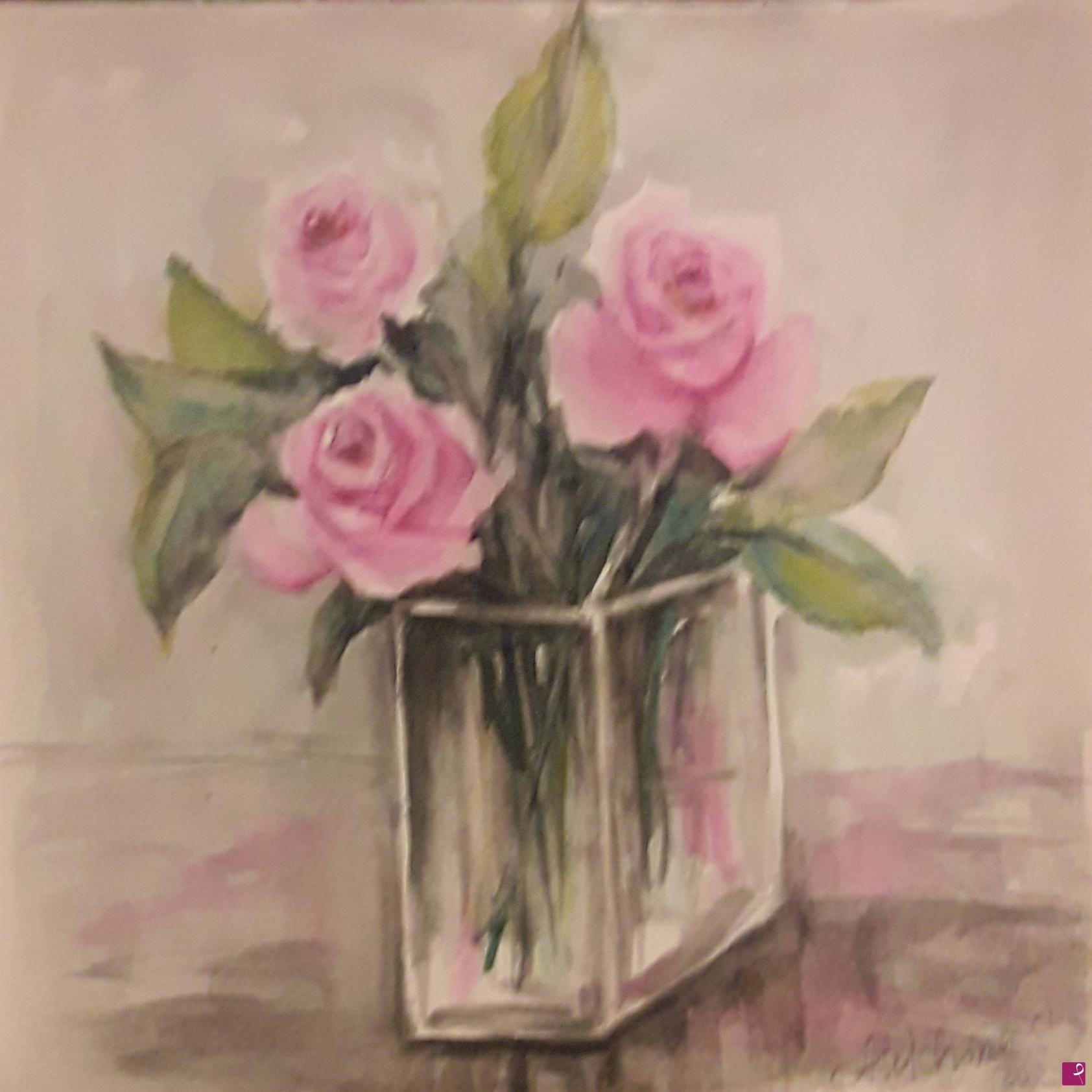 quadri in vendita online - Rose in vaso 