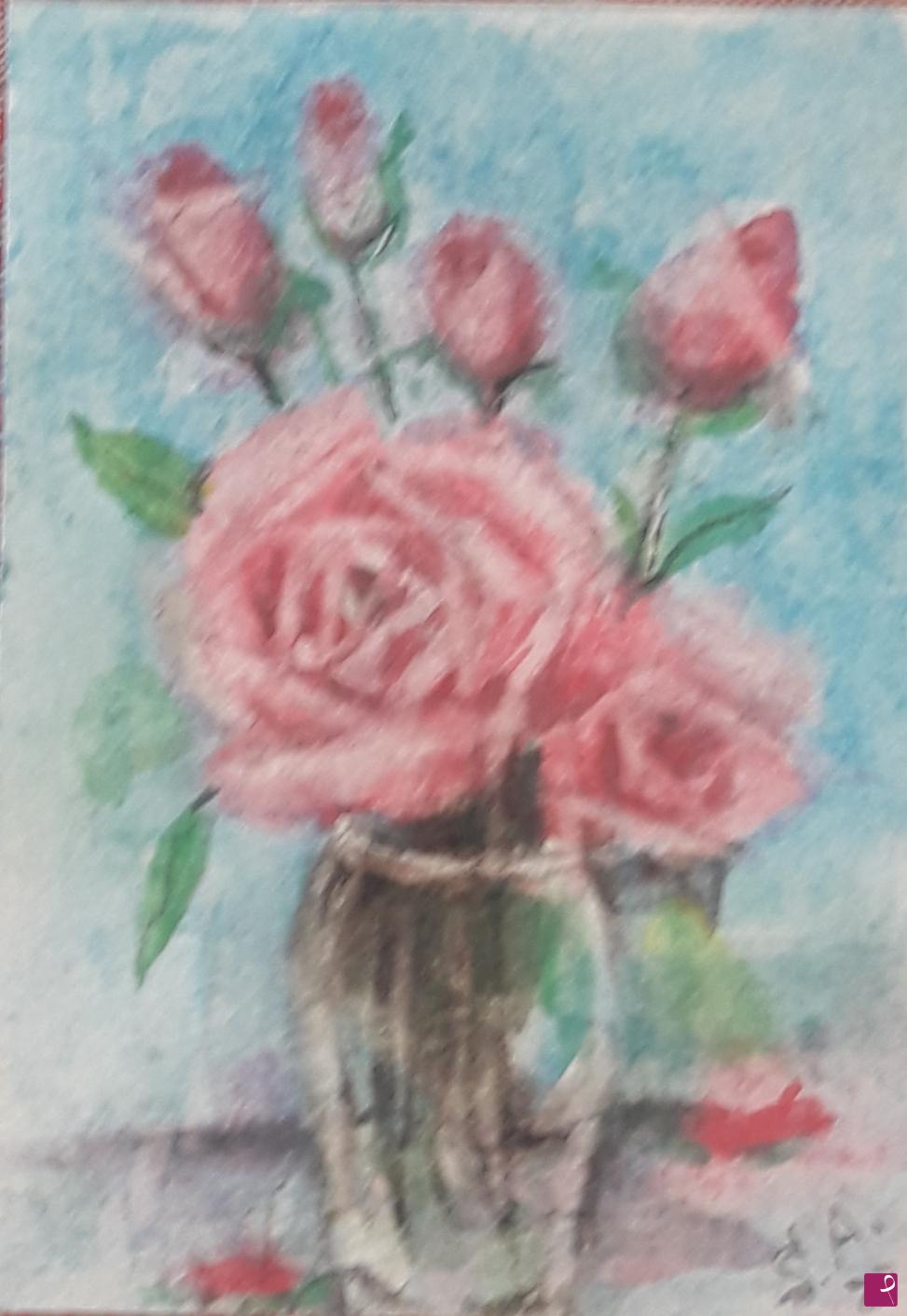 quadri in vendita online - Rose in vaso 