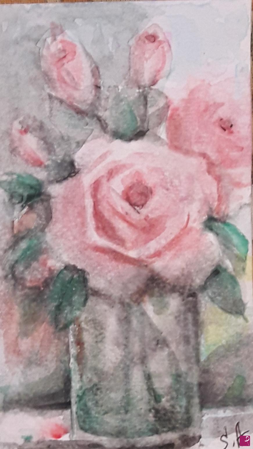 quadri in vendita online - Rose in vaso 