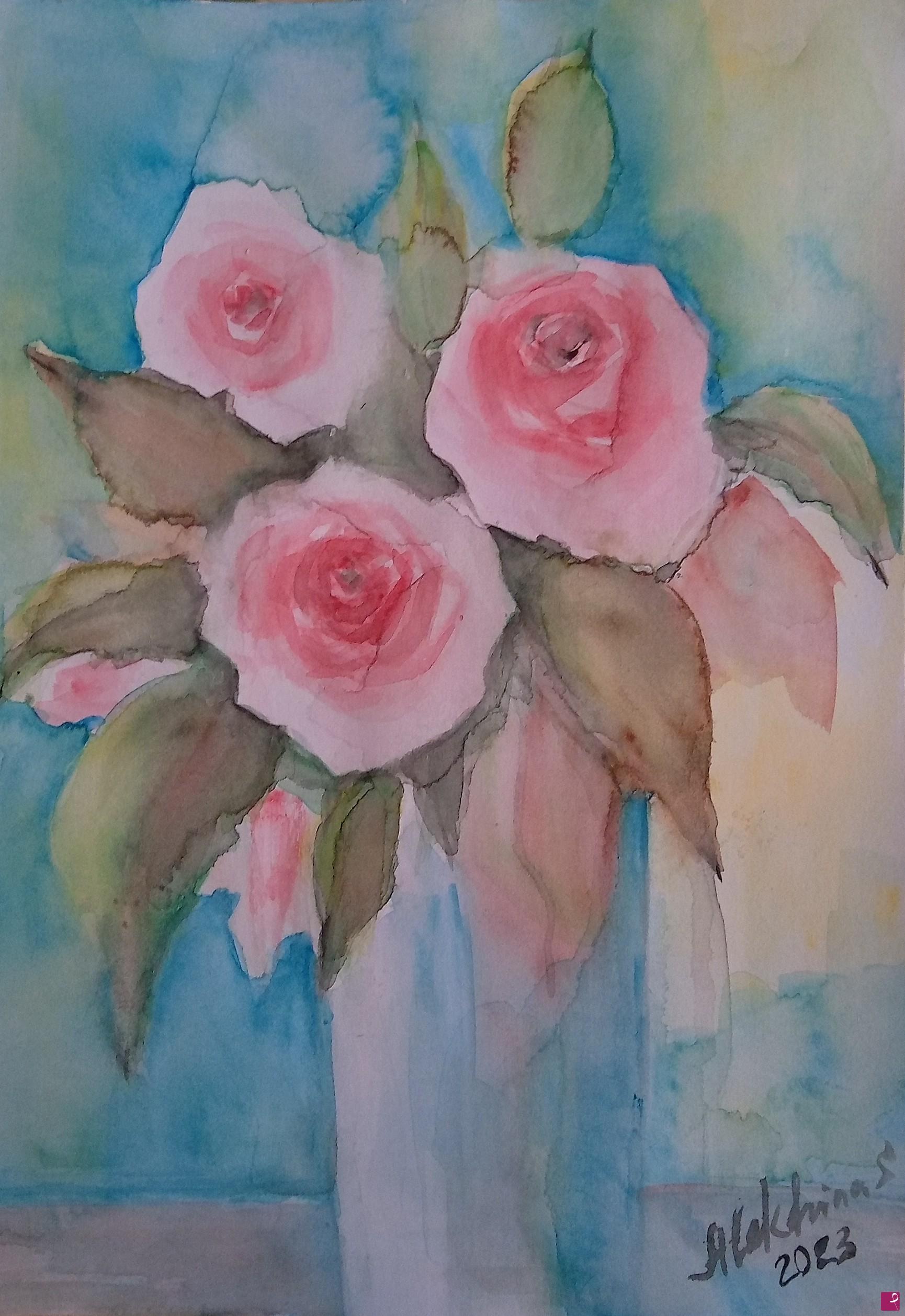 quadri in vendita online - Rose in vaso 