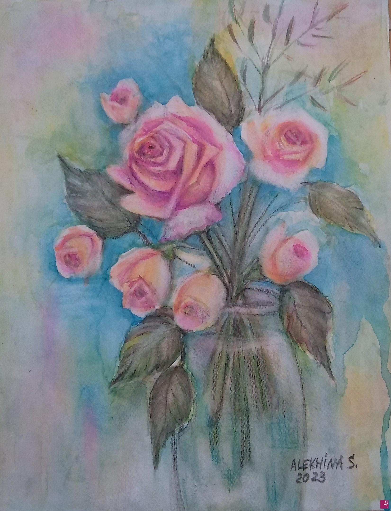 quadri in vendita online - Rose in vaso