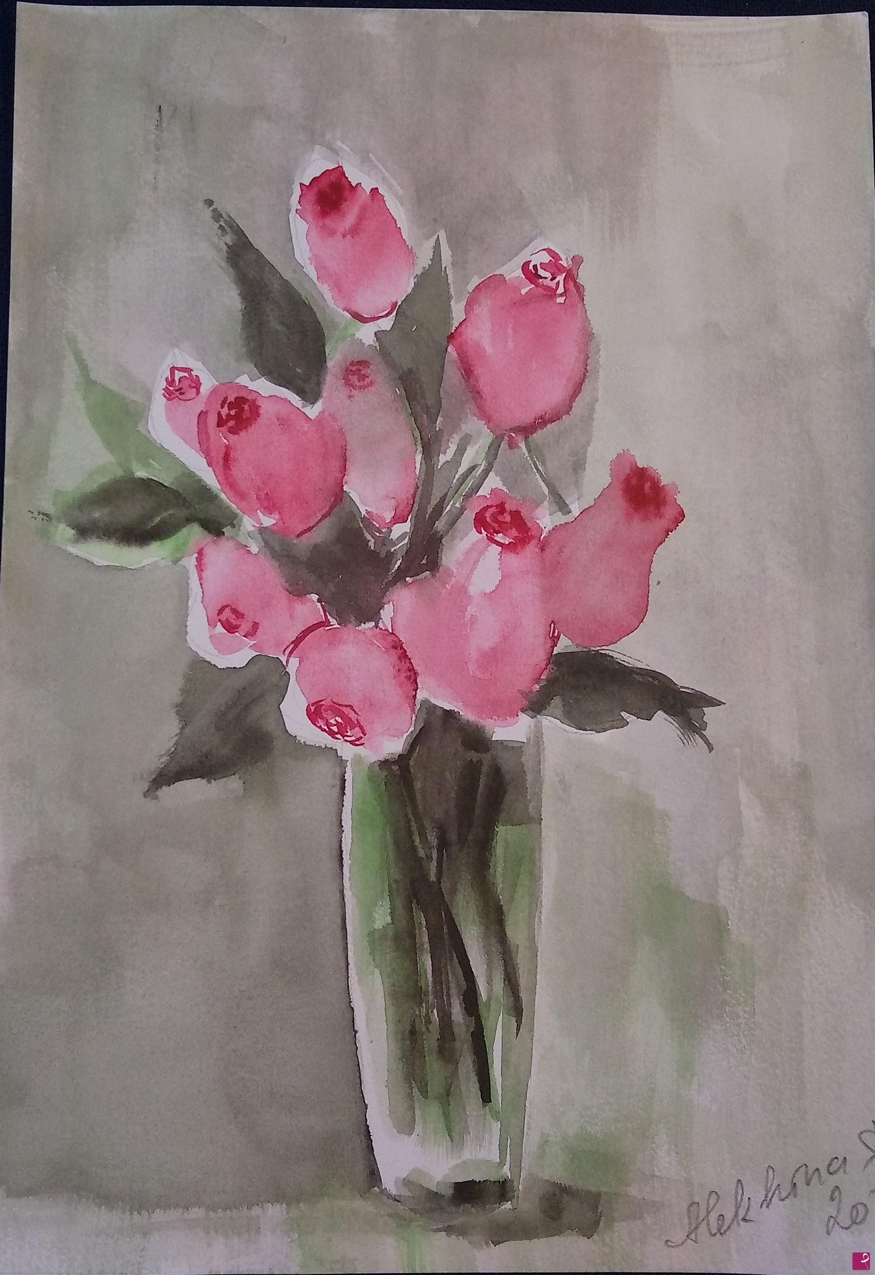 quadri in vendita online - Rose in vaso