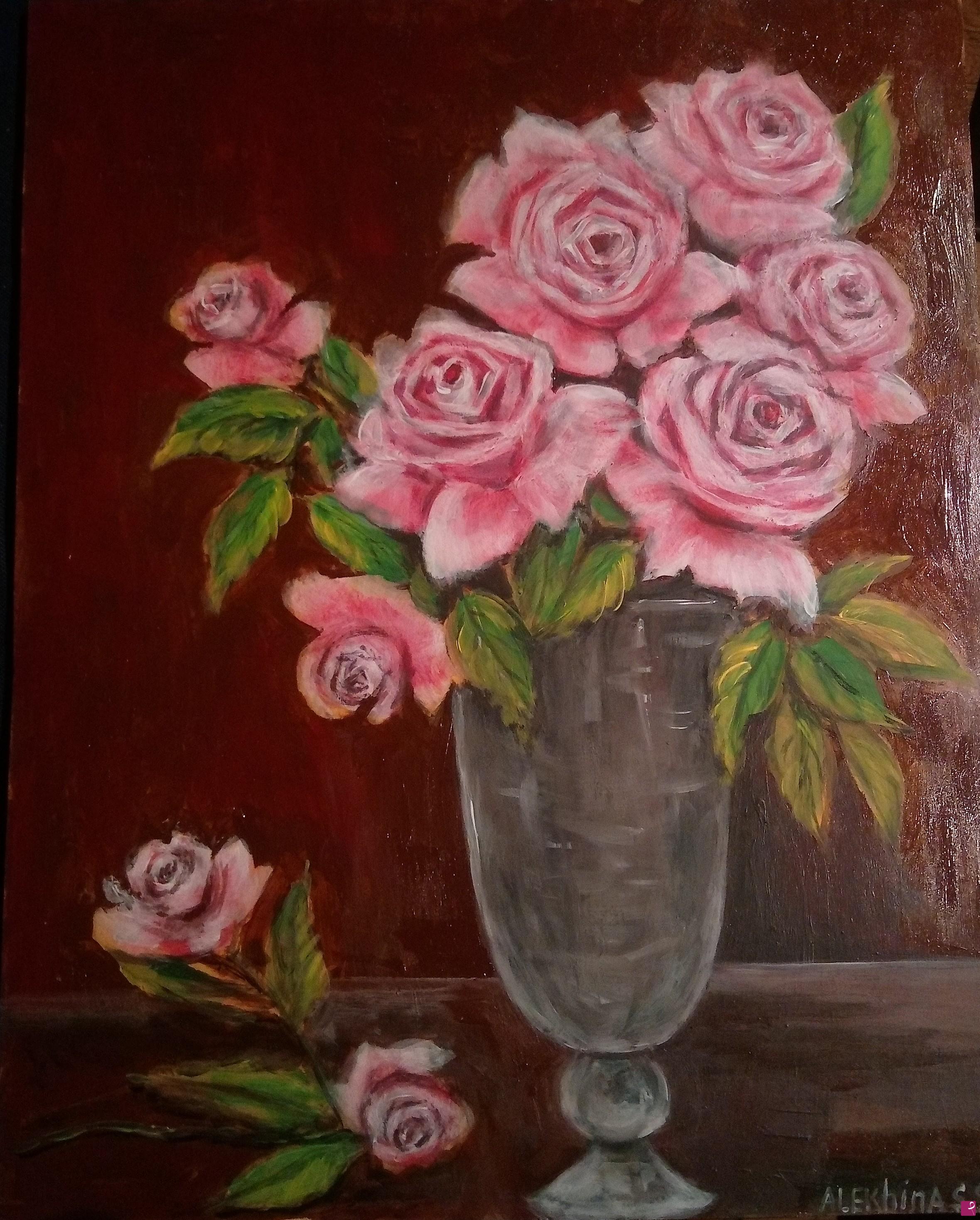 quadri in vendita online - Rose in vaso