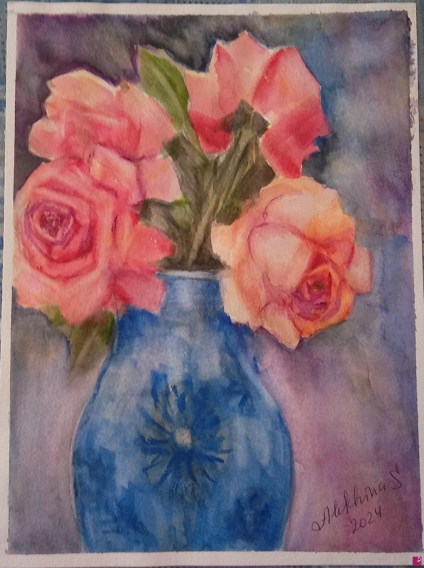 quadri in vendita online - Rose in vaso