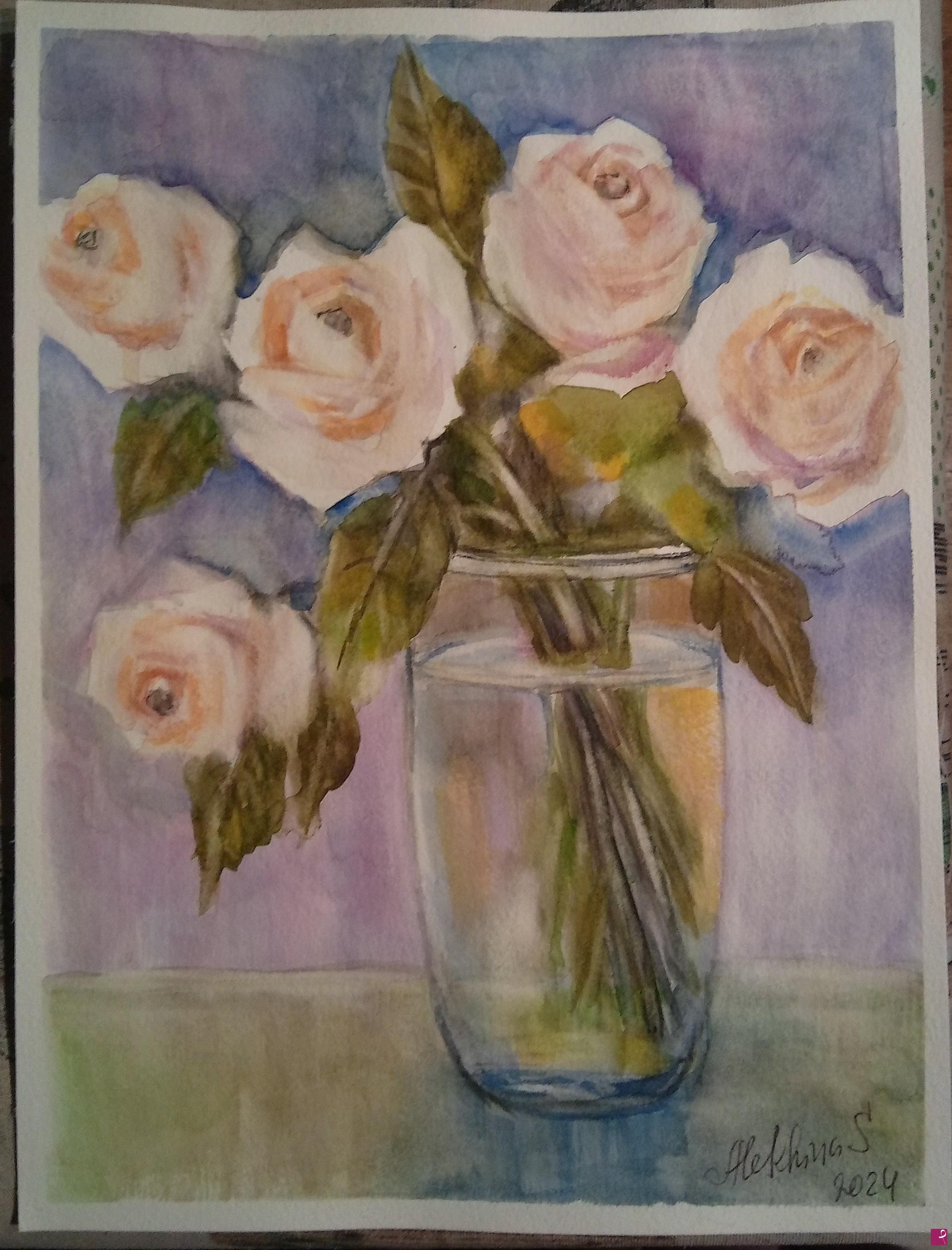 quadri in vendita online - Rose in vaso 