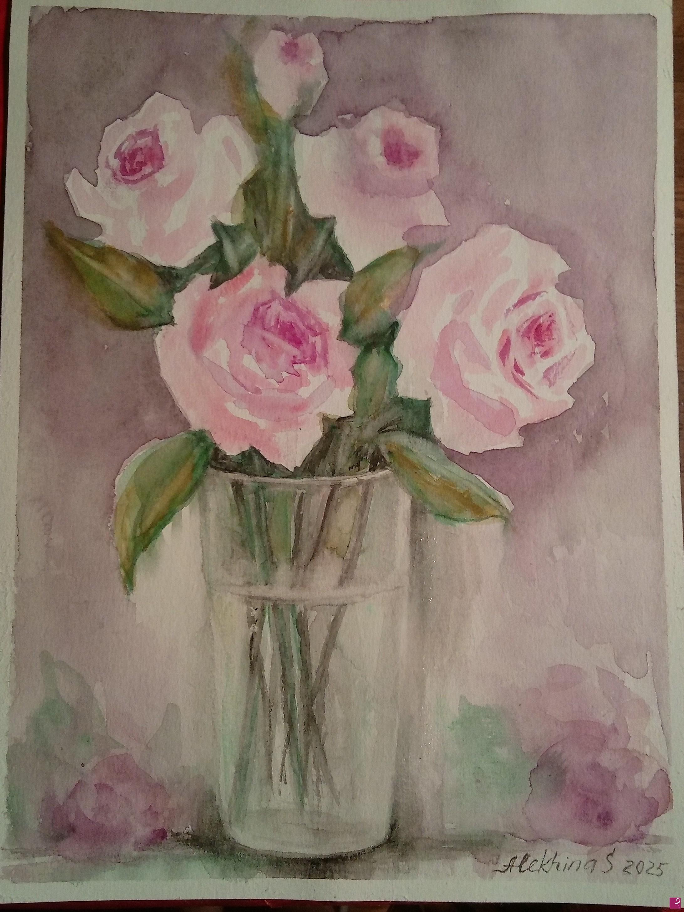 quadri in vendita online - Rose in vaso