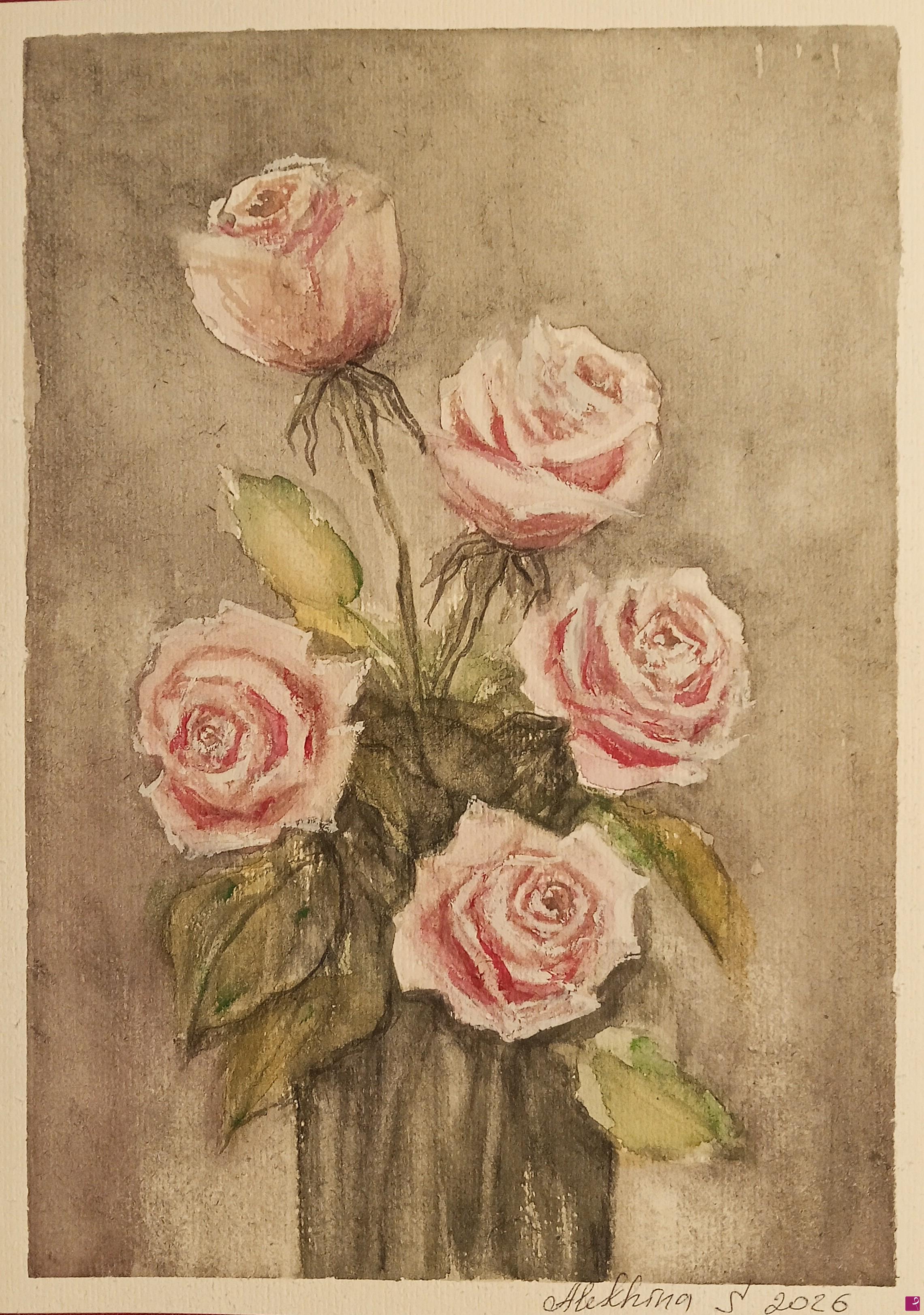 quadri in vendita online - Rose in vaso