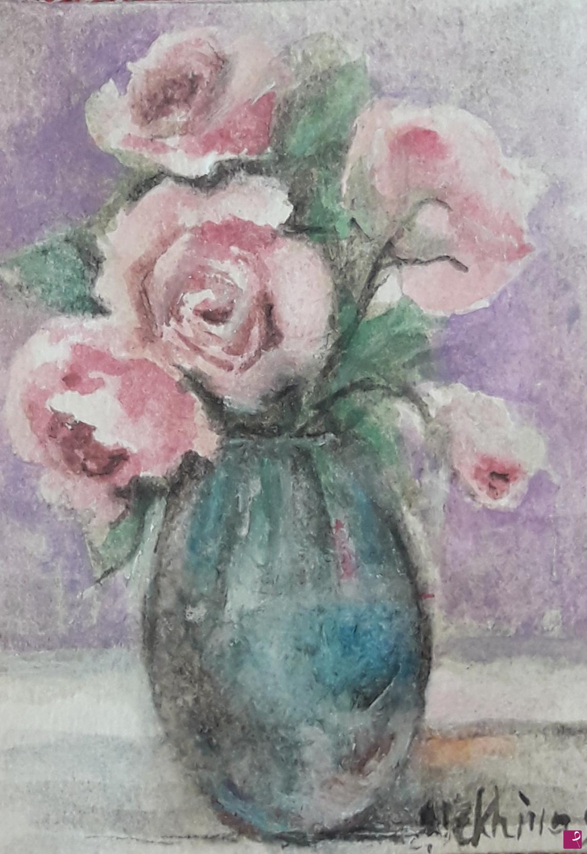 quadri in vendita online - Rose in vaso. Miniatura 