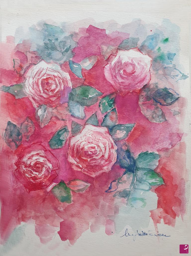 quadri in vendita online - Rose su fondo rosso