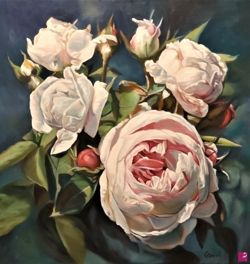 quadri in vendita online - Roses in the blue