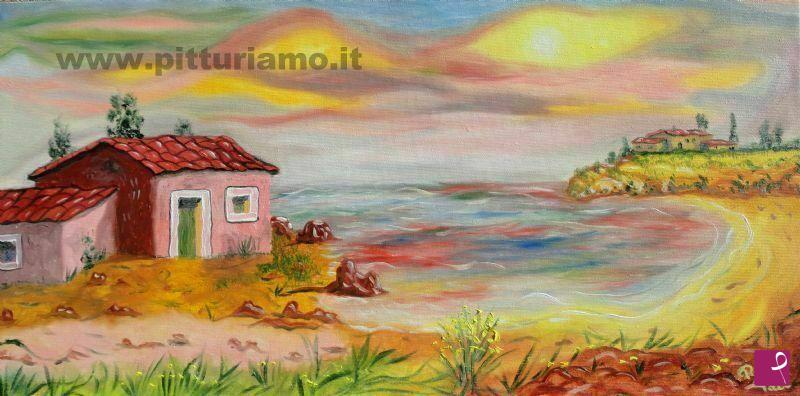 quadri in vendita online - Rosso a mare di Scoglitti