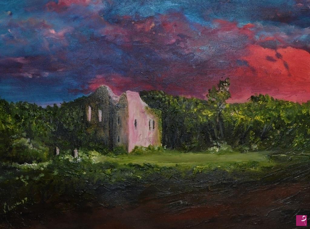 quadri in vendita online - Rovine al tramonto