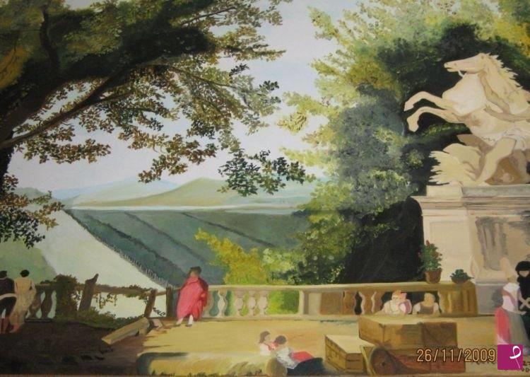 quadri in vendita online - "Rovine di una terrazza in un parco" (H.Robert-1780 ca)-