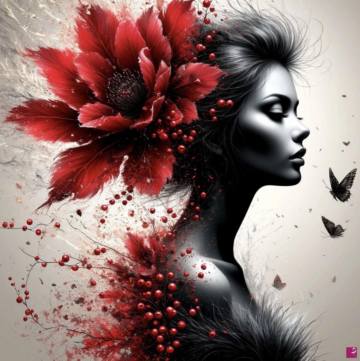 quadri in vendita online - Rowan, feathers, flowers and a girl4