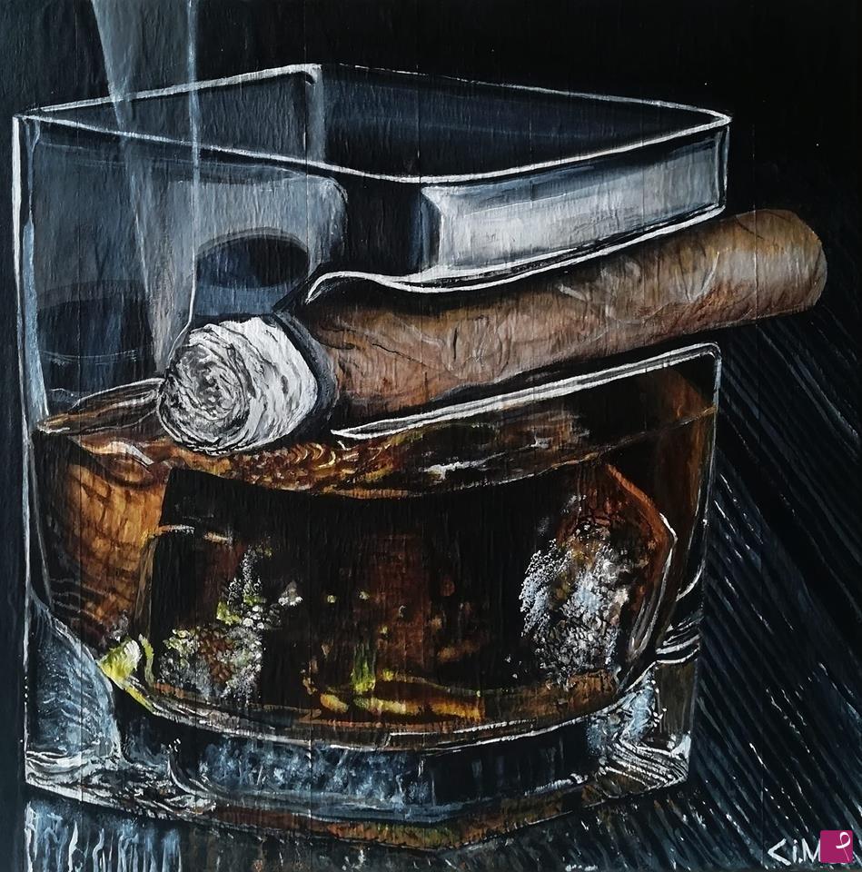 quadri in vendita online - Rum and cigar