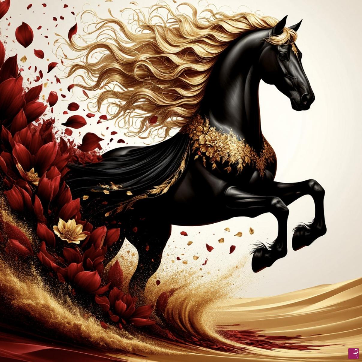 quadri in vendita online - Running black horse 