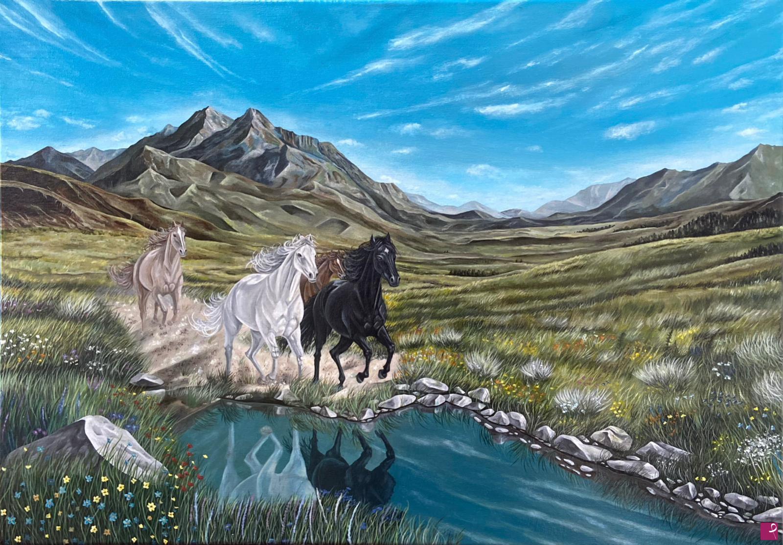 quadri in vendita online - Running Horses
