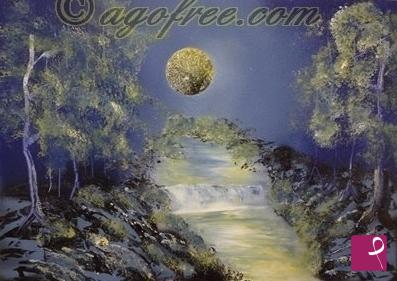 quadri in vendita online - Ruscello sotto la Luna