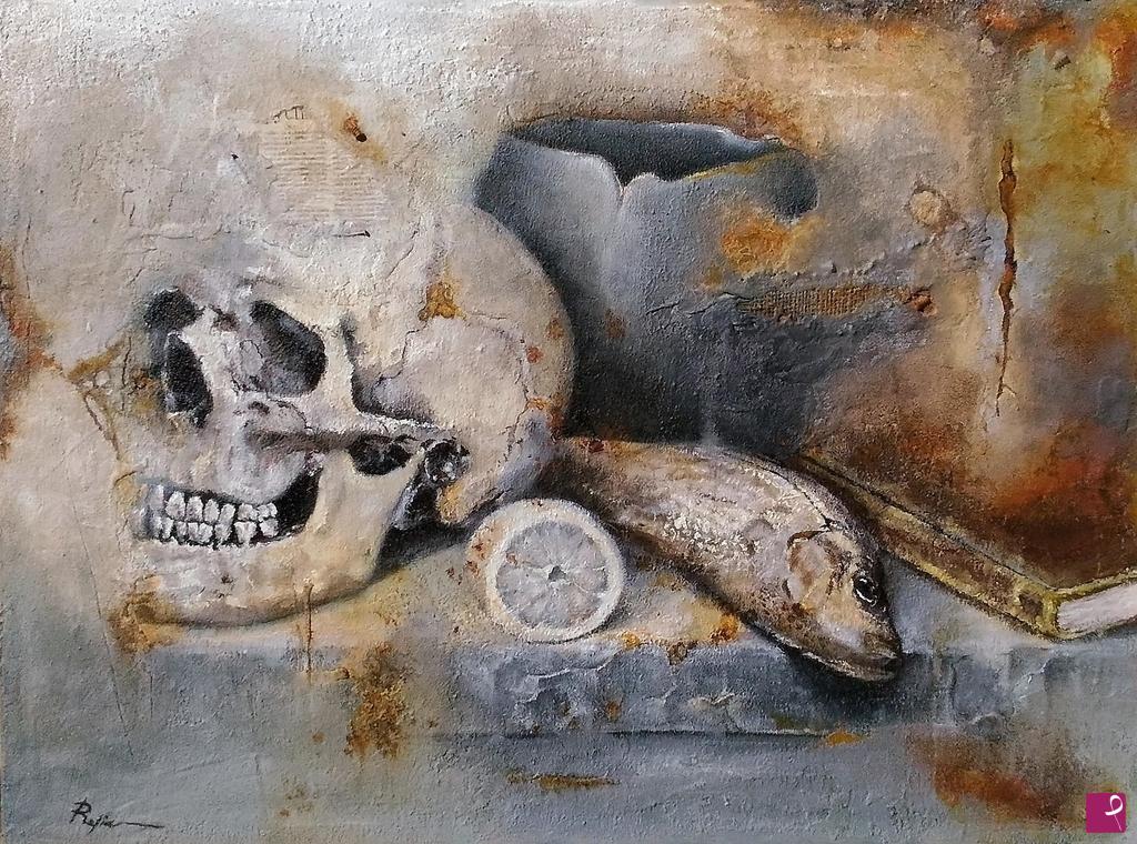 quadri in vendita online - Rust (still life with skull)