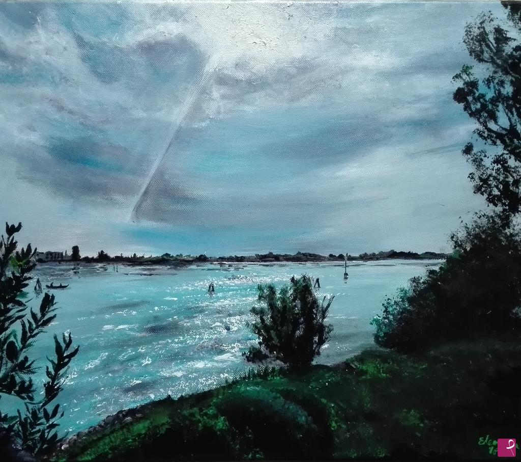 quadri in vendita online - S. Erasmo - quasi al tramonto sulla laguna _ s. Erasmo island Venice lagoon