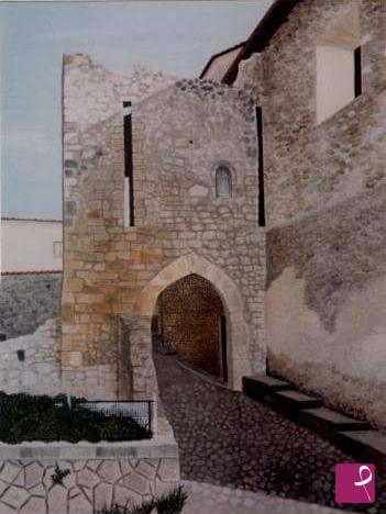 quadri in vendita online - S. Maria del Ponte (Aq), porta Sud vista da fuori le mura