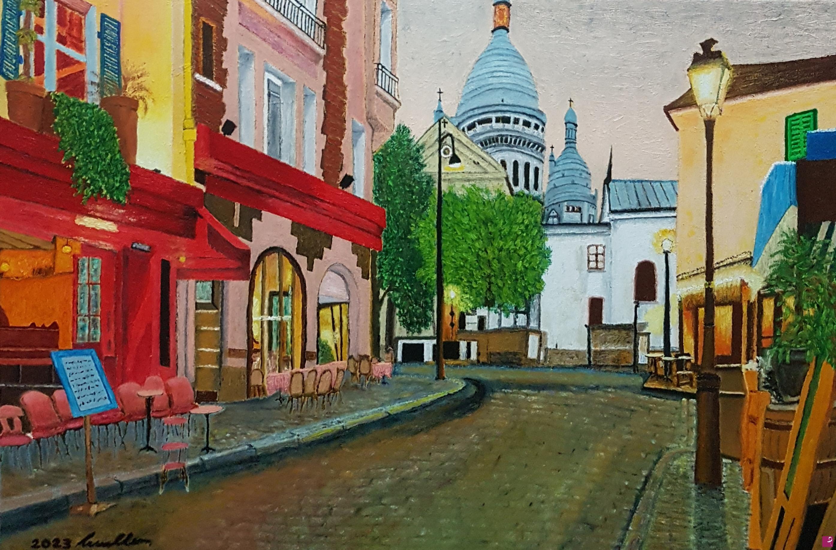 quadri in vendita online - Sacro Cuore. Passeggiando per Montmartre, mi accorgo che la tela è solo Il riflesso del mio essere. Passeggiando per Montmartre ci si sente tutti artisti e mai spettatori. 