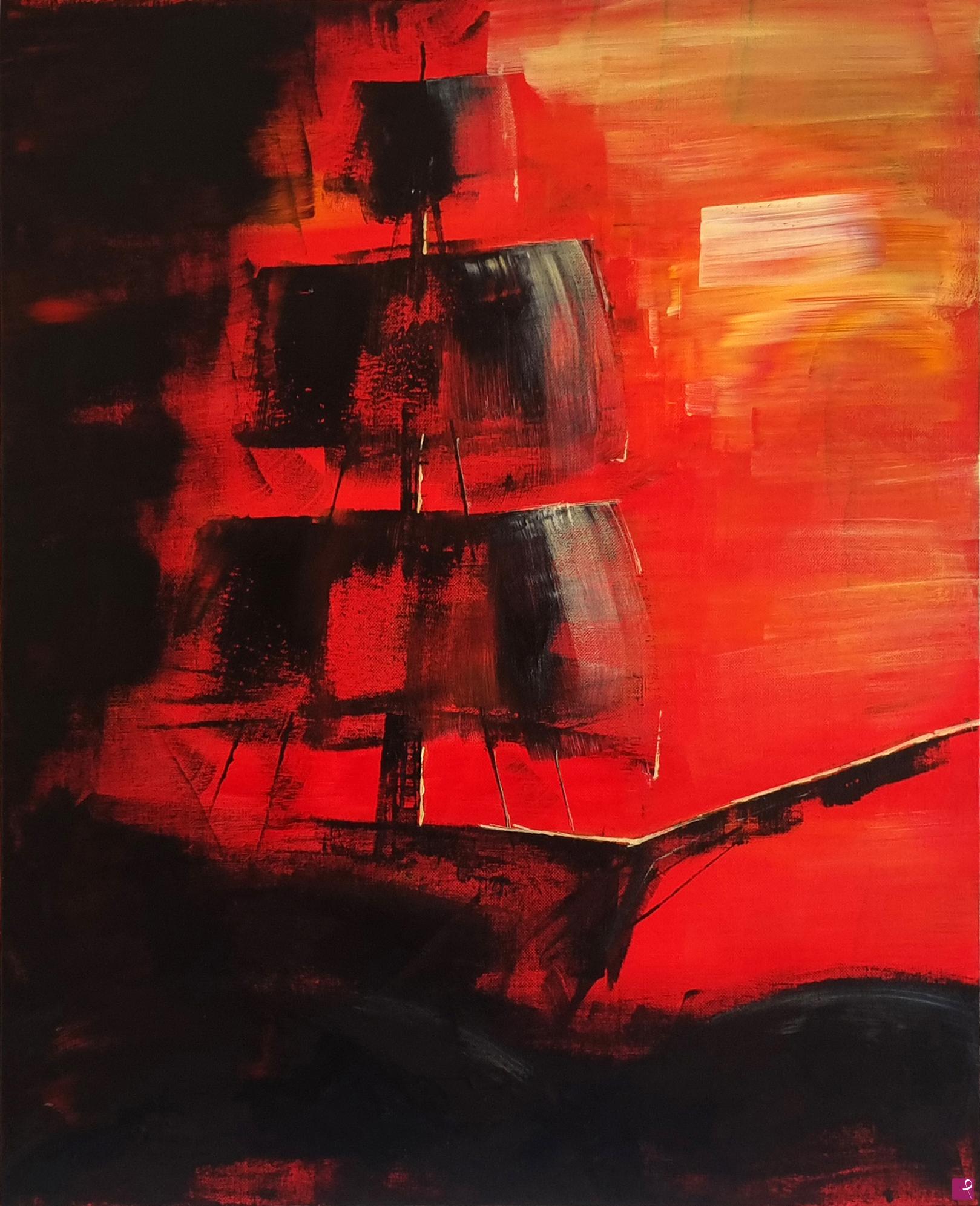 quadri in vendita online - SAILING SHIP ON THE BLACK SEA 