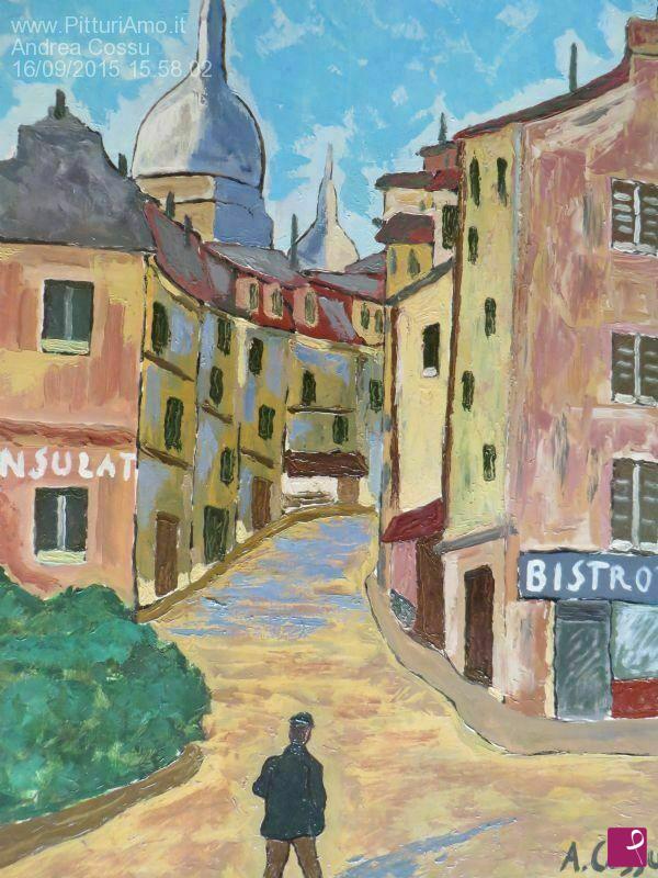 quadri in vendita online - Salendo per Montmartre a Parigi