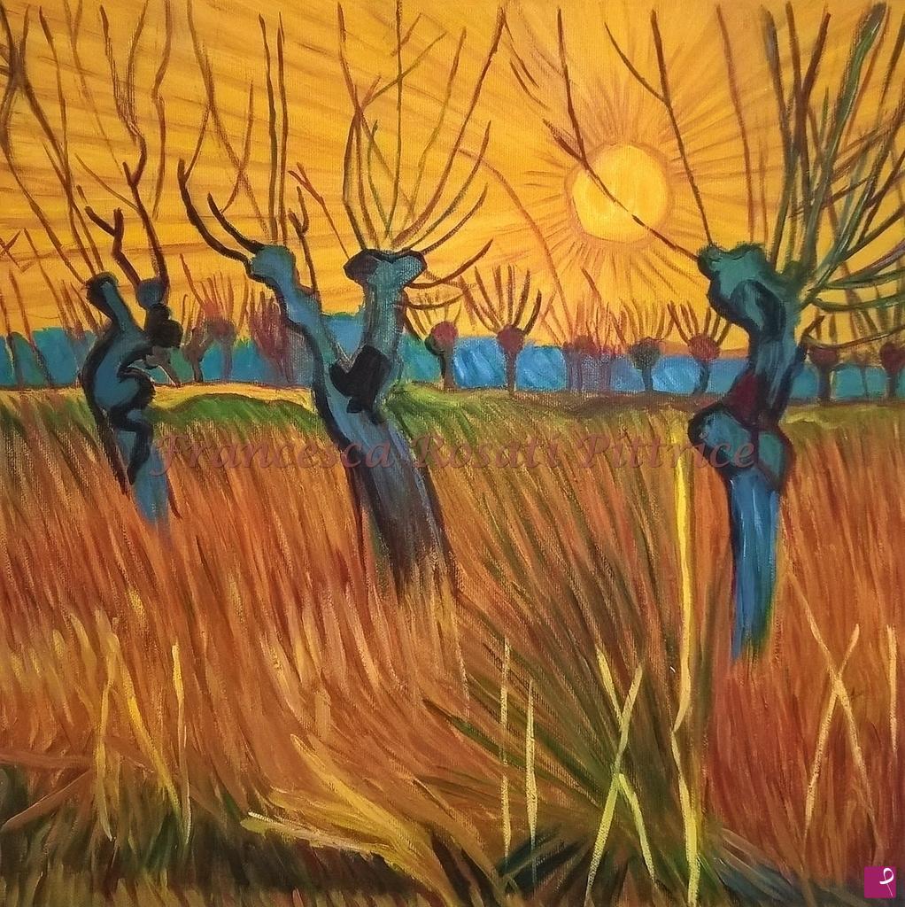 quadri in vendita online - salici al tramonto
