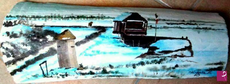 quadri in vendita online - Saline con neve
