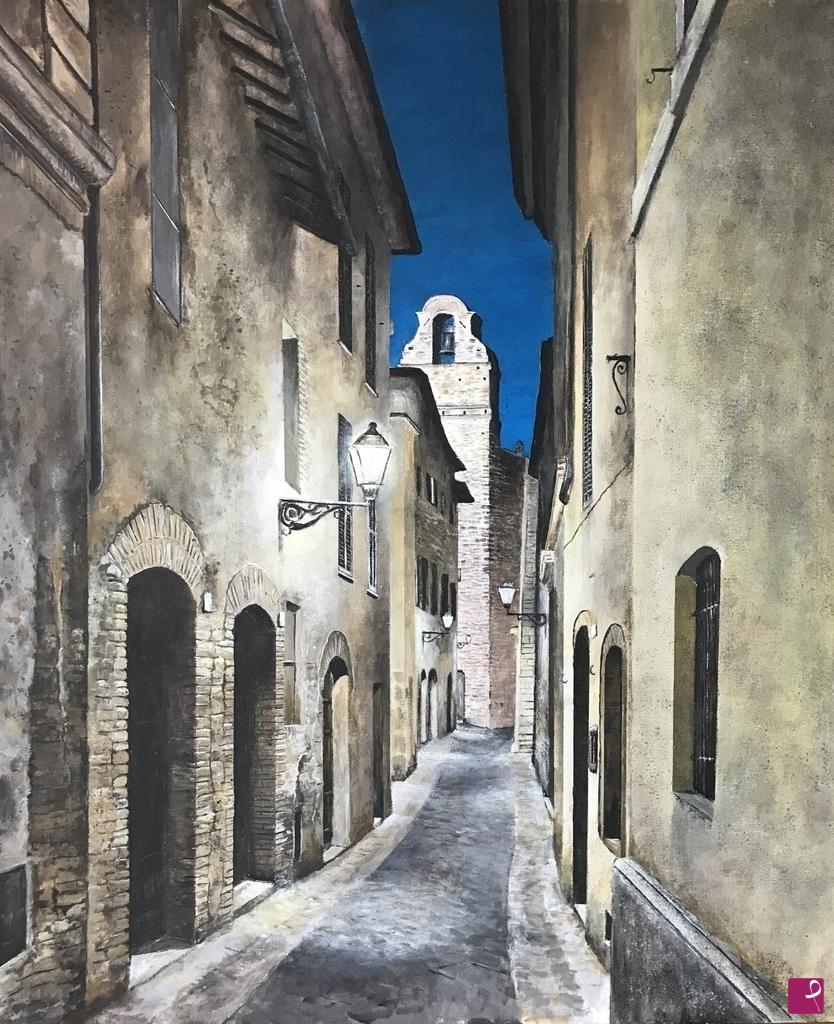 quadri in vendita online - San Gemini - Notte in via Casventino