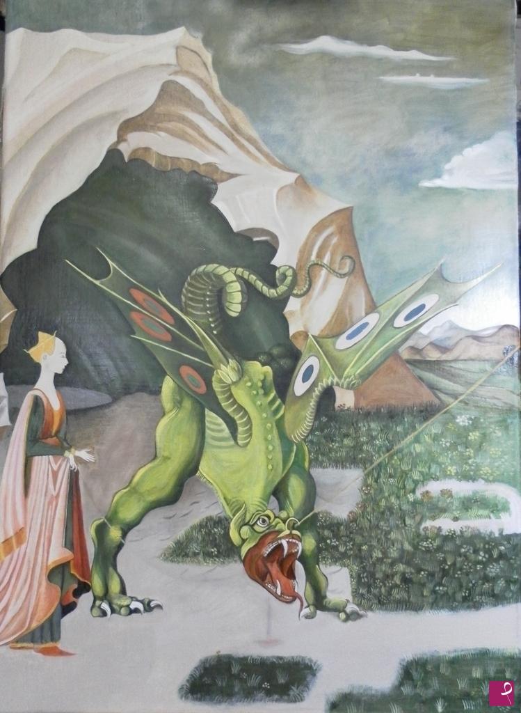 quadri in vendita online - San Giorgio e il Drago (particolare)