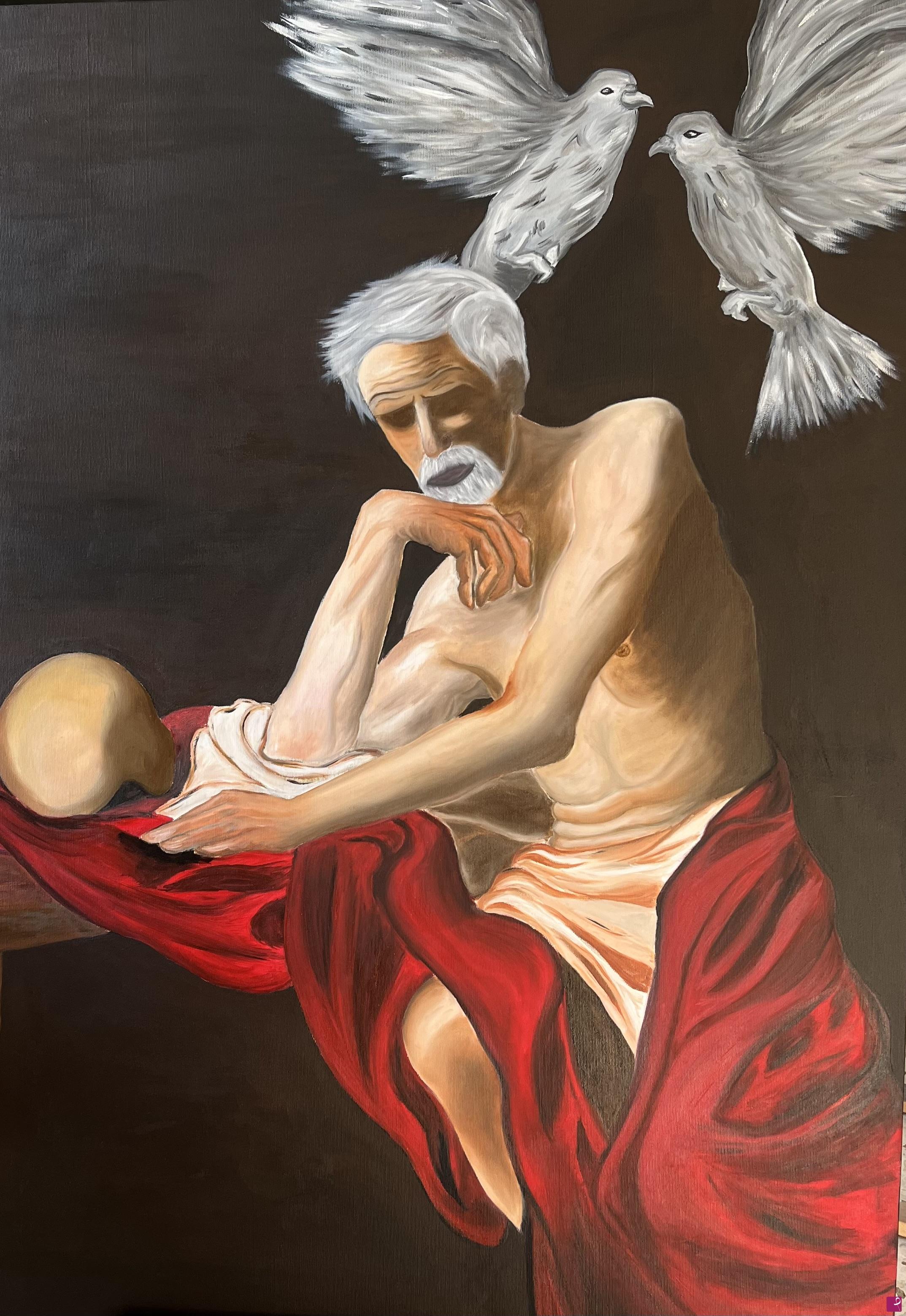 quadri in vendita online - San Girolamo in Meditazione reinterpretato