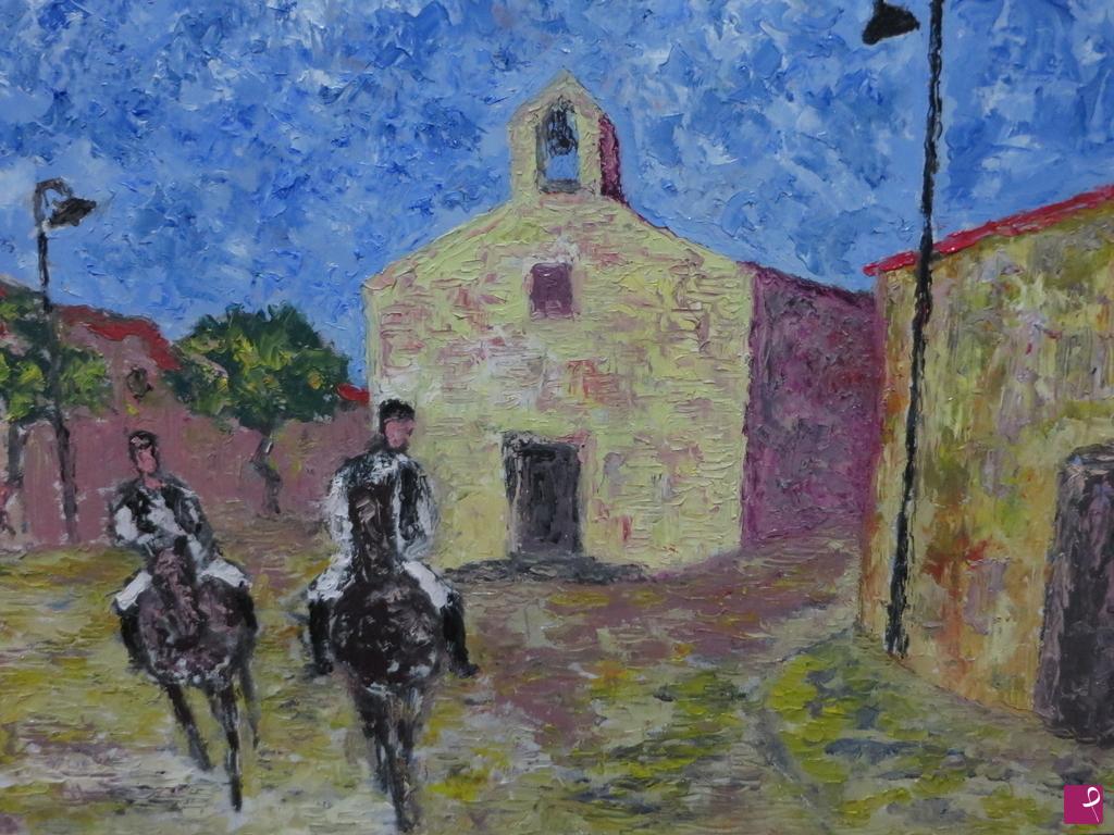 quadri in vendita online - San Lussorio a Oliena ( con due cavalieri)