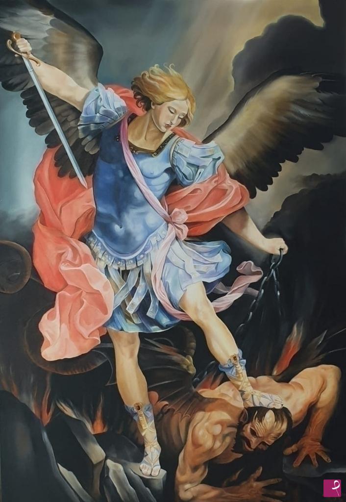 quadri in vendita online - San Michele sconfigge satana (copia d'autore Guido Reni ) Non in vendita ma con possibilità di richiederlo ancora