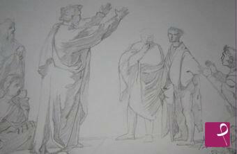 quadri in vendita online - "san Paolo predica ad Atene" (falso d'autore-disegno di Raffaello)
