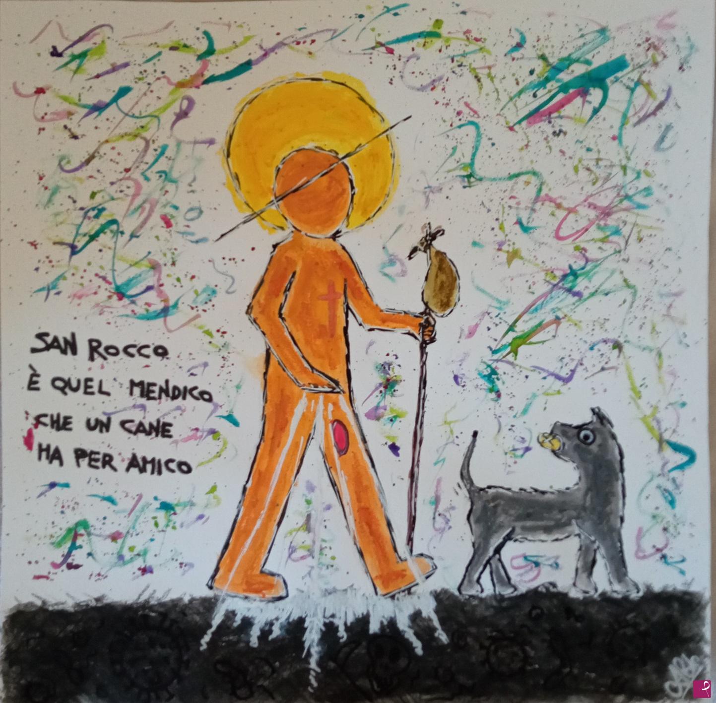quadri in vendita online - San Rocco ha un cane per amico