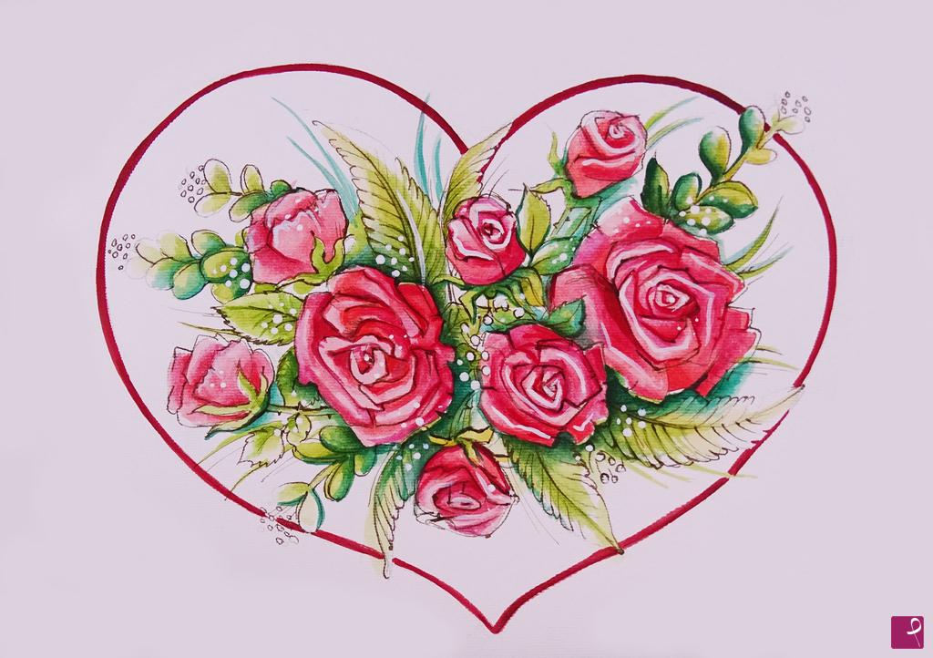 quadri in vendita online - San Valentino, CUORE DI ROSE 