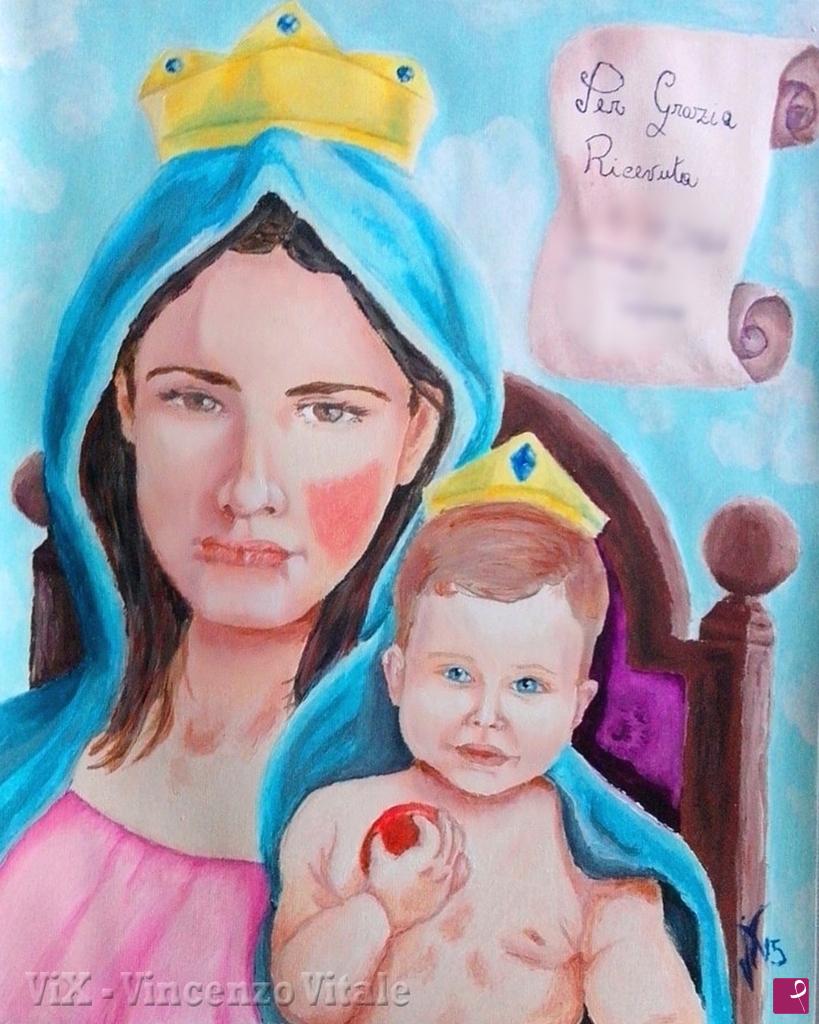 quadri in vendita online - Santa Maria dell'Arco con Bambino