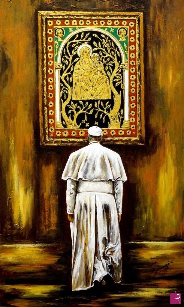 quadri in vendita online - Santa Maria in Portico e Papa Francesco