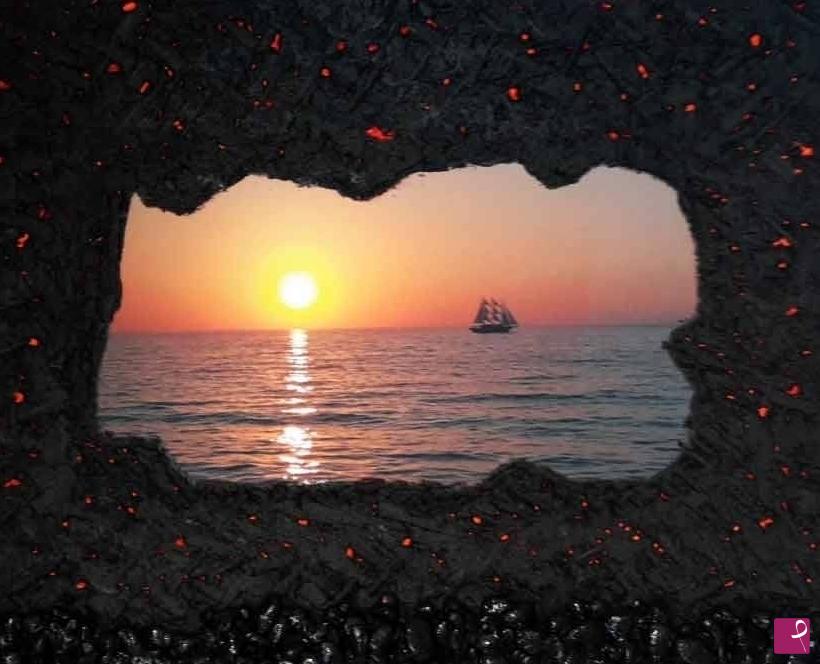quadri in vendita online - Santorini, sunset on board