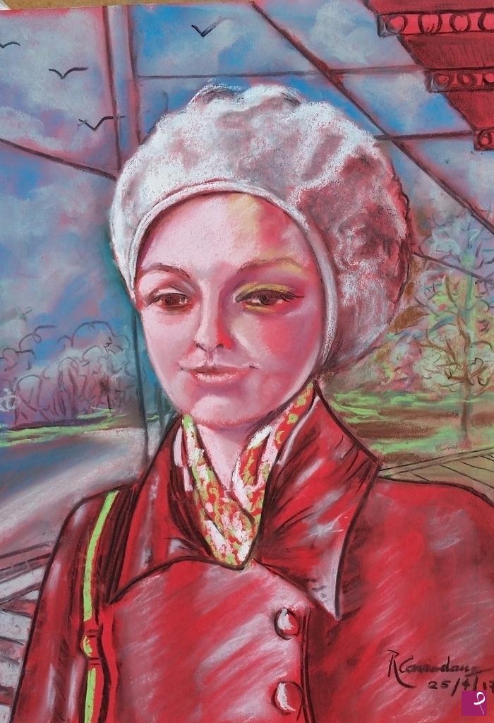 quadri in vendita online - Sara alla stazione di Pinerolo